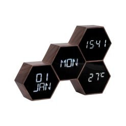 Remise ???? Karlsson Réveil Six 4 Facettes Hexagonale - Marron Effet Bois ????
