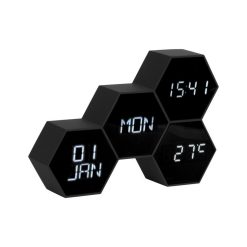 Promo ???? Karlsson Réveil Six 4 Facettes Hexagonale - Noir ✨