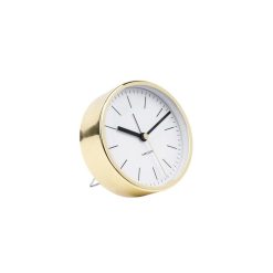Meilleure vente ✨ Karlsson Horloge Réveil Design En Métal Minimal - H. 10 Cm - Blanc Et Doré ????