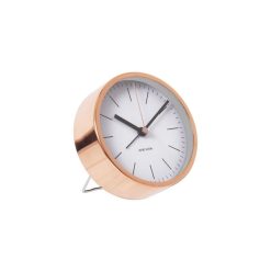 Bon marché ⌛ Karlsson Horloge Réveil Design En Métal Minimal - H. 10 Cm - Blanc Et Cuivré ????